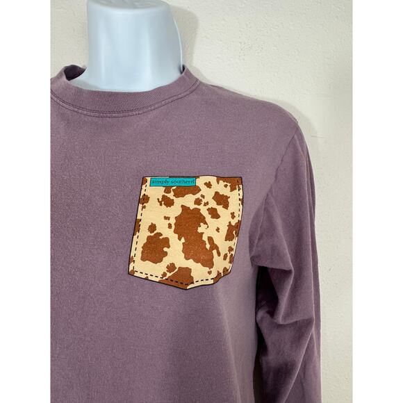 Simply Southern Cow Print Mom Life Long Sleeve Tee Size Small - Picture 2 of 6